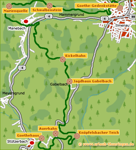 Wanderkarte Goethewanderweg Ilmenau