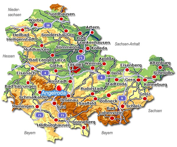 Karte Angelroda Thüringen