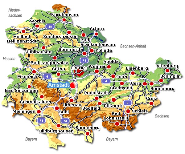 Karte Arnstadt Thüringen