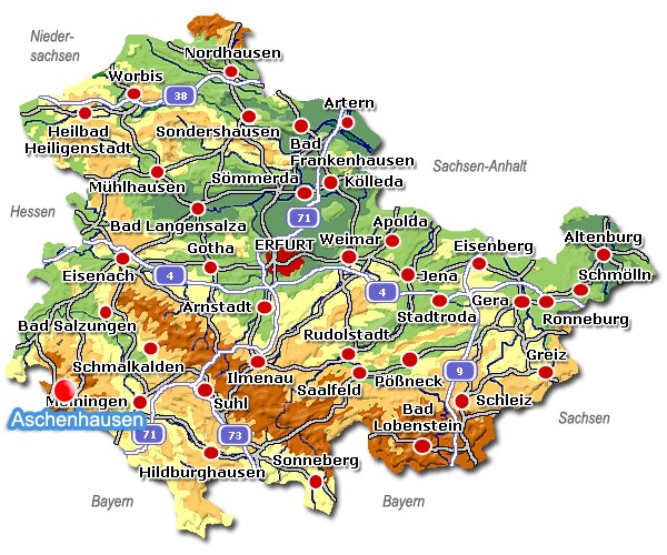 Karte Aschenhausen Thüringen