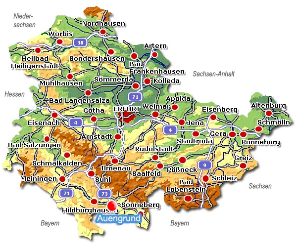 Karte Auengrund Thüringen