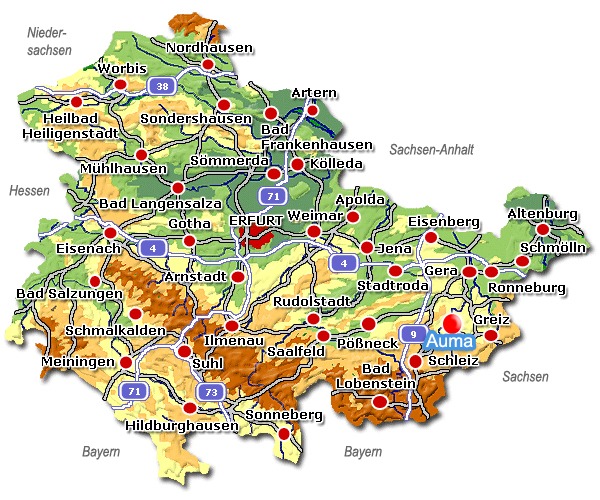Karte Auma Thüringen