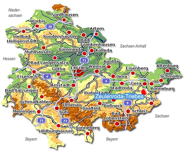 Karte Zeulenroda-Triebes Thüringen
