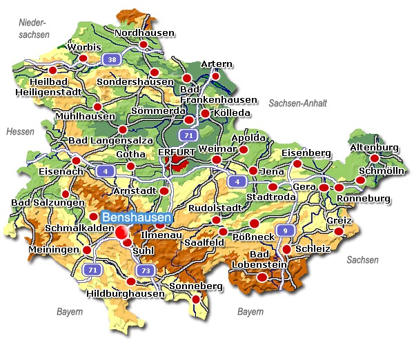 Karte Benshausen Thüringen