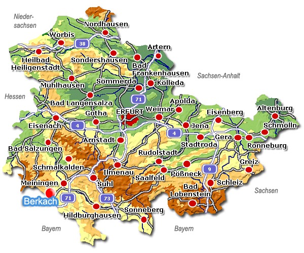 Karte Berkach Thüringen